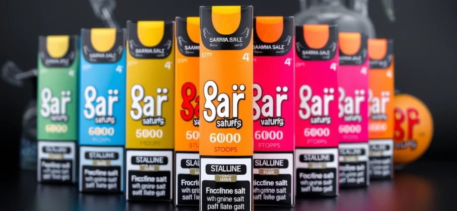 Bar salt 6000 packaging showcasing vibrant colors, designed for premium vaping experience