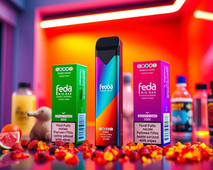 Feoba big bar 6000 disposable vape with colorful packaging and 6000 puffs of rich flavors